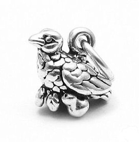 Partridge in a Pear Tree Charm in Sterling Silver.