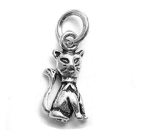 Cat Drawing Artsy Charm in Sterling Silver