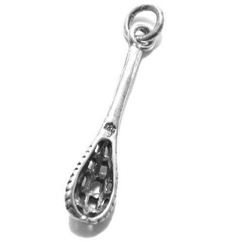 Lacrosse Stick Charm in 3D. Sterling Silver
