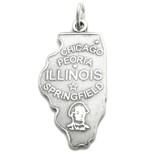 Illinois State Charm in Sterling Silver