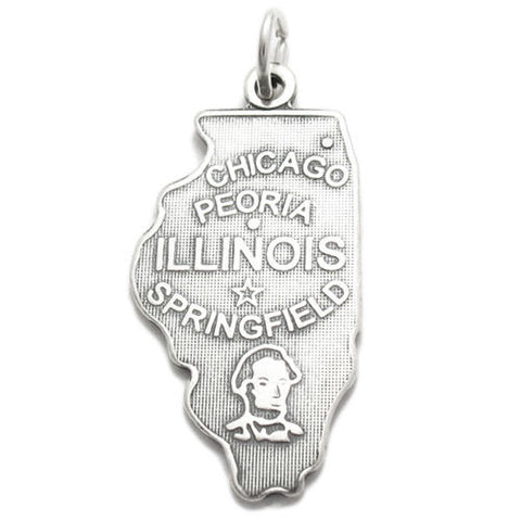 Illinois State Charm in Sterling Silver
