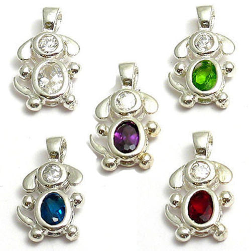 Colorful birthstone charms of an adorable long eared puppy dog. Wholesale Sterling Silver Charms. Main photo.