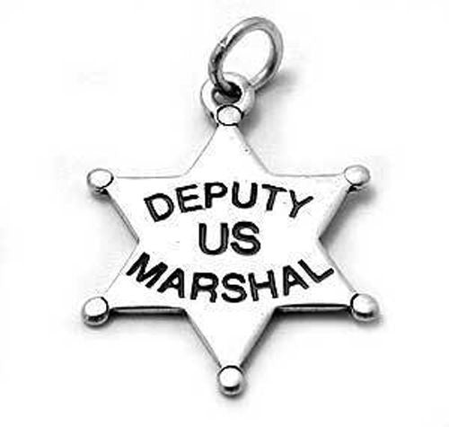 US Marshall Deputy Badge Charm in Sterling Silver