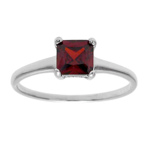 Classic Princess Cut 0.70 Ct. CZ Birthstone Ring. Wholesale sterling silver rings. January photo.