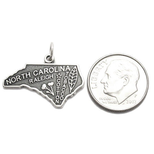 North Carolina State Charm in Sterling Silver