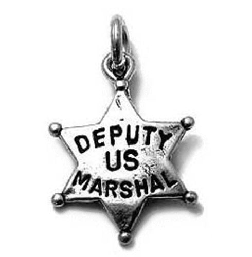 Deputy US Marshall Badge Charm in Sterling Silver