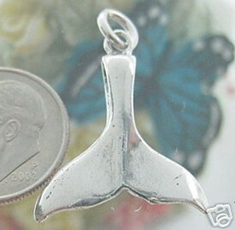 Whale Tail Charm. Sterling Silver.