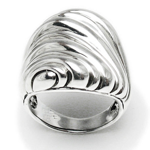 Diagonal wavy lines large shrimp ring. Wholesale sterling silver rings. Main photo.