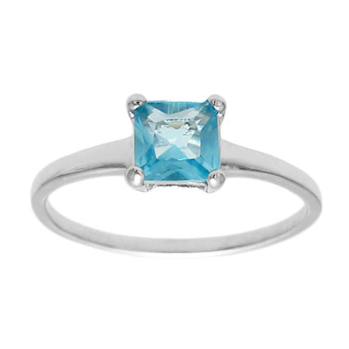 Classic Princess Cut 0.70 Ct. CZ Birthstone Ring. Wholesale sterling silver rings. March photo.