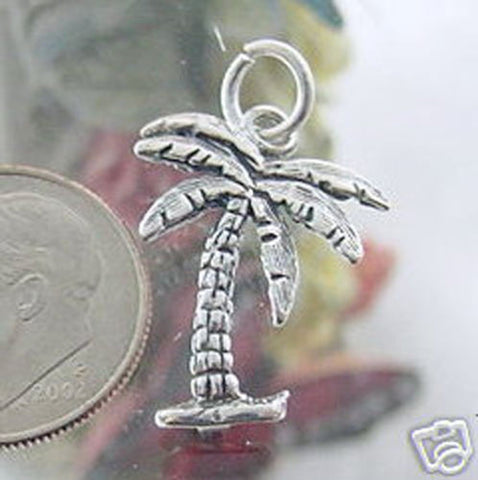 Tropical Palm Tree Charm in Sterling Silver