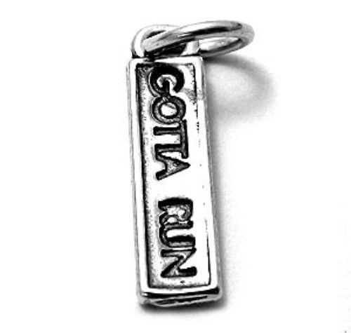 "Gotta Run" Tag Charm in Sterling Silver