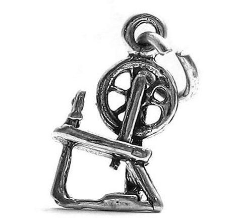 Spinning Wheel Charm in 3D. Sterling Silver