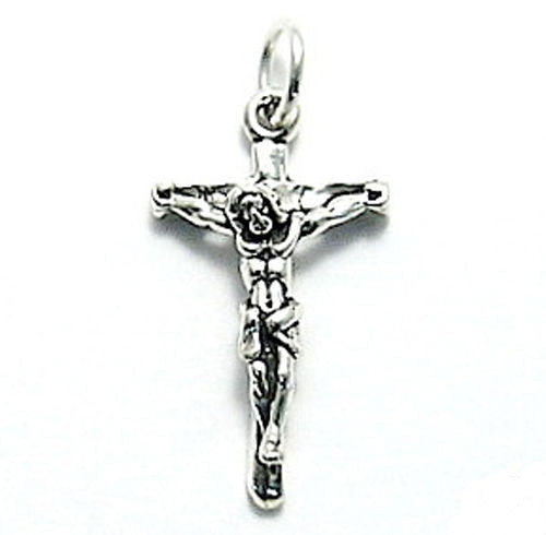Hanging Jesus Crucifix Charm in Sterling Silver
