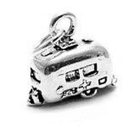RV Camper Trailer Charm in Sterling Silver