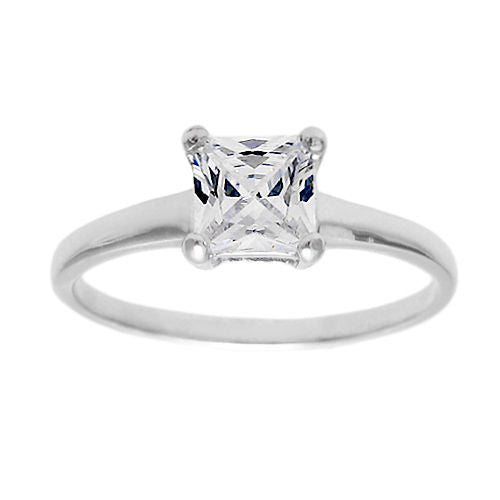 Classic Princess Cut 0.70 Ct. CZ Birthstone Ring. Wholesale sterling silver rings. April photo.