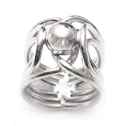 Tension on the Ball Modern Art Ring in Sterling Silver. Wholesale Sterling Silver Rings.