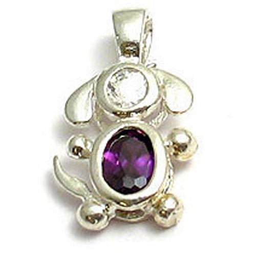 Colorful birthstone charms of an adorable long eared puppy dog. Wholesale Sterling Silver Charms. February.