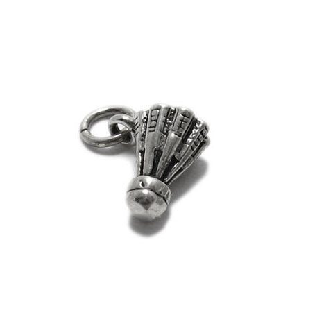 Badminton Shuttlecock Charm in 3D. Sterling Silver