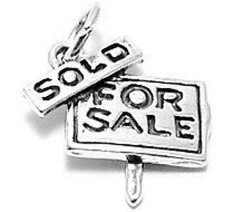 Realtor "For Sale" and "Sold" Sign Charm in Sterling Silver