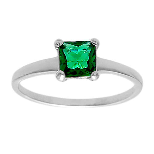 Classic Princess Cut 0.70 Ct. CZ Birthstone Ring. Wholesale sterling silver rings. May photo.