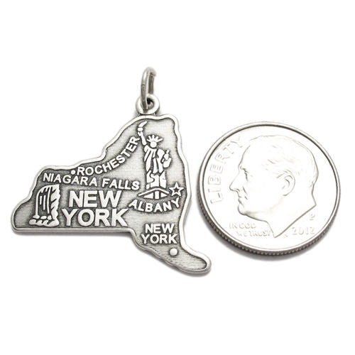 New York State Charm in Sterling Silver