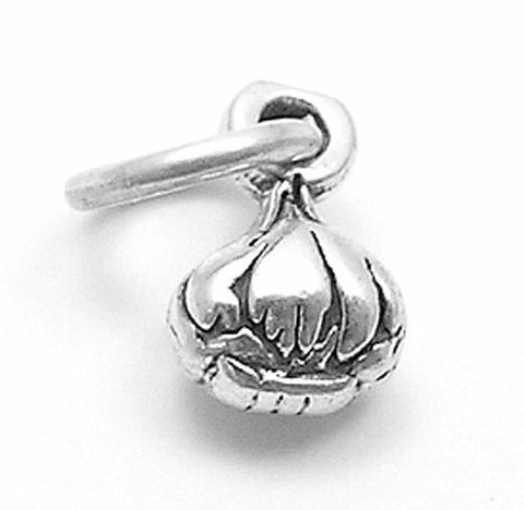 Garlic Bulb Charm in 3D. Sterling Silver