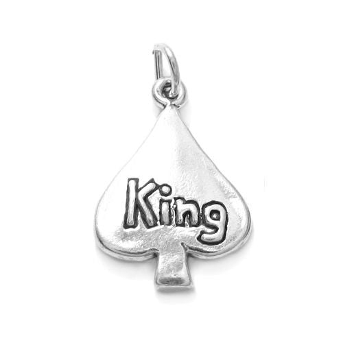 "King" of Spades Charm. Sterling Silver
