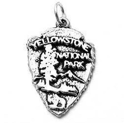 Yellowstone National Park Arrowhead Charm in Sterling Silver