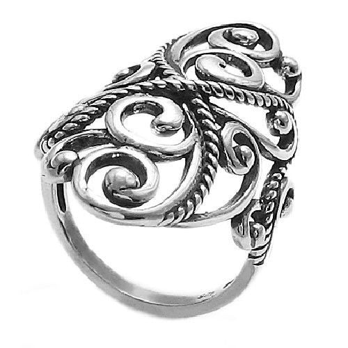 Intricate Rope & Scroll Filigree Wrap Ring. Wholesale Sterling Silver Rings. Main photo.