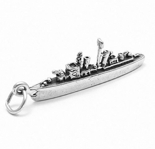 Navy Destroyer Charm. Sterling Silver