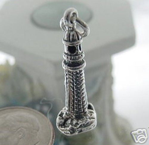 Majestic Lighthouse Charm in 3D. Sterling Silver