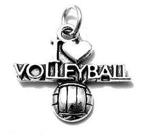 "I Love ❤ Volleyball" Charm in Sterling Silver