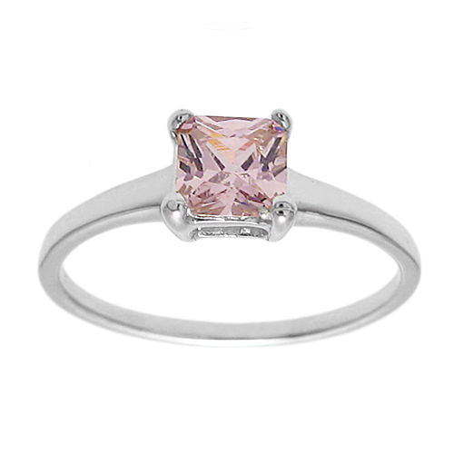 Classic Princess Cut 0.70 Ct. CZ Birthstone Ring. Wholesale sterling silver rings. October photo.