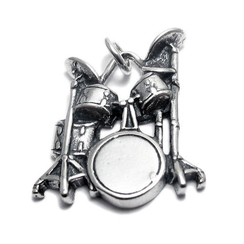 Drum Set Charm. Sterling Silver