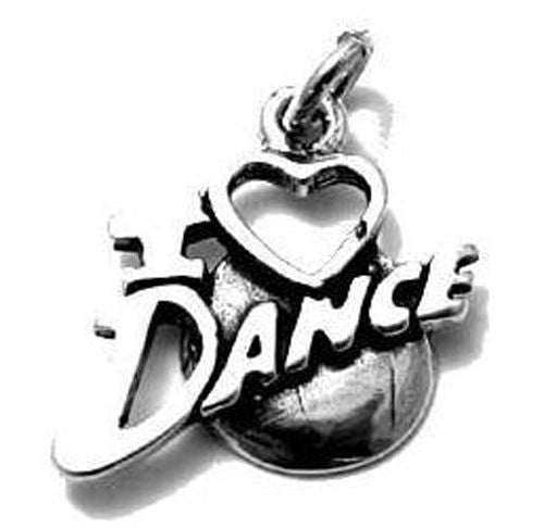 "I Love ❤ Dance" Charm in Sterling Silver