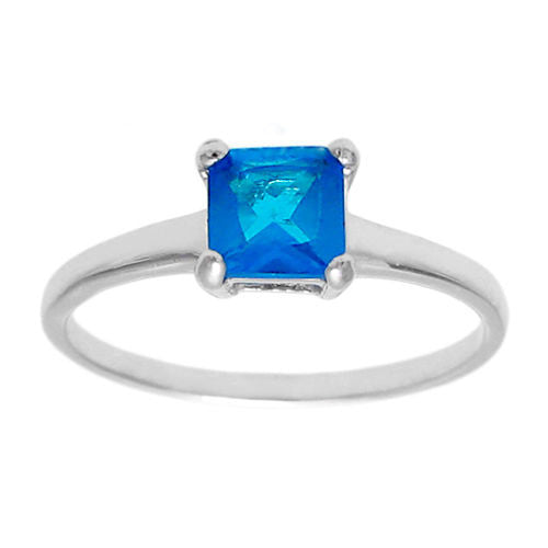 Classic Princess Cut 0.70 Ct. CZ Birthstone Ring. Wholesale sterling silver rings. December photo.
