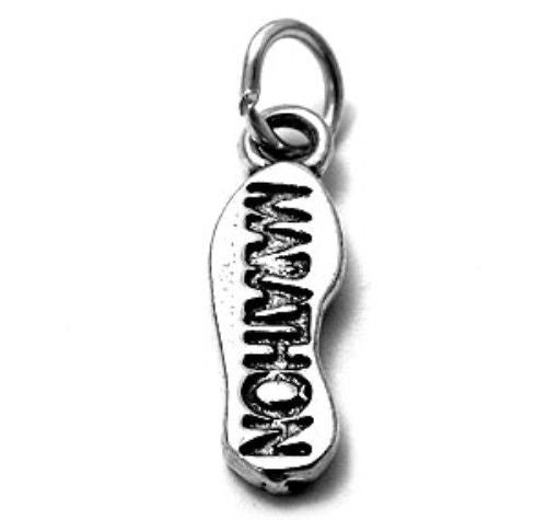 "Marathon" Footprint Charm in Sterling Silver