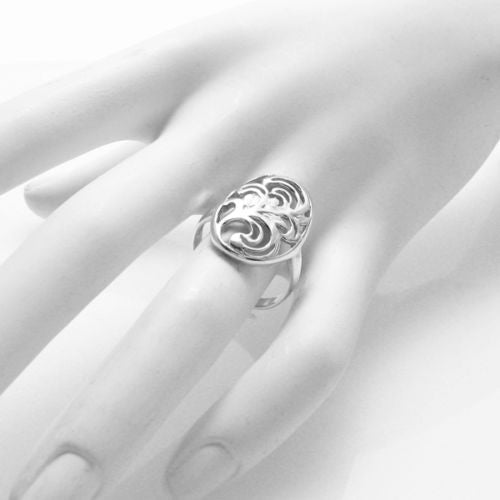 Beautiful Abstract Tree of Life Oval Ring. Wholesale sterling silver rings. On hand.