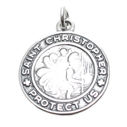 St. Christopher Medal in Artistic Detail. Sterling Silver