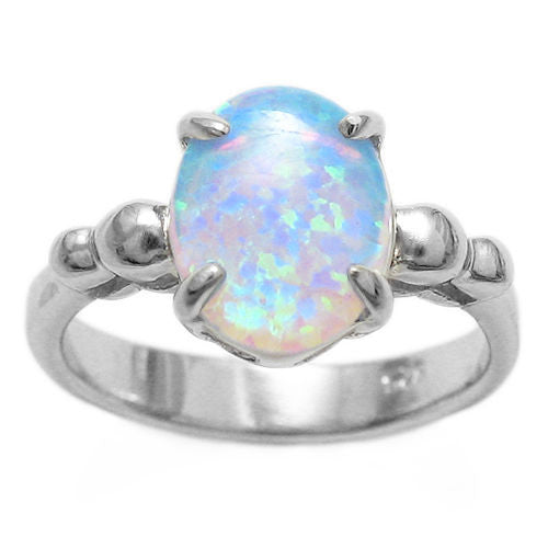 Brilliant and Elegant Oval Opal Ring. Wholesale sterling silver ring. Alternate photo.