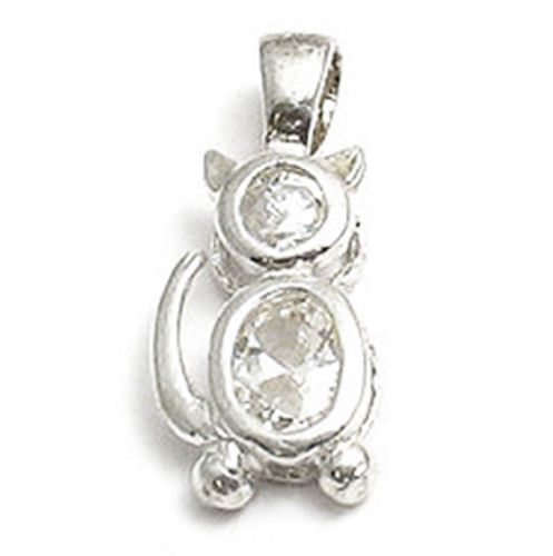 Colorful birthstone charms of a cat for charm bracelet or necklace. Wholesale Sterling Silver Charms. April.