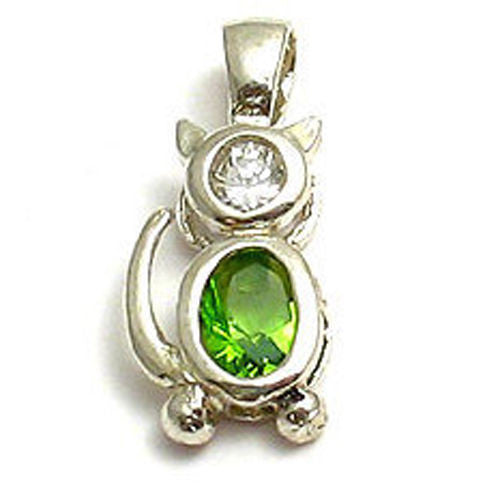 Colorful birthstone charms of a cat for charm bracelet or necklace. Wholesale Sterling Silver Charms. August.