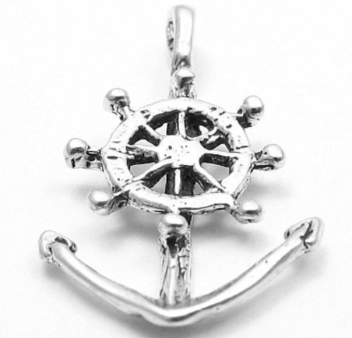 Anchor & Wheel Charm. Sterling Silver
