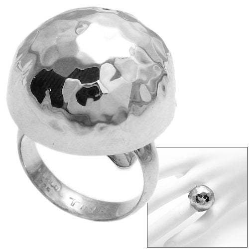 Classic button ring with a subtle hammered finish. Wholesale Sterling Silver Rings. Main photo.