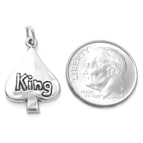 "King" of Spades Charm. Sterling Silver
