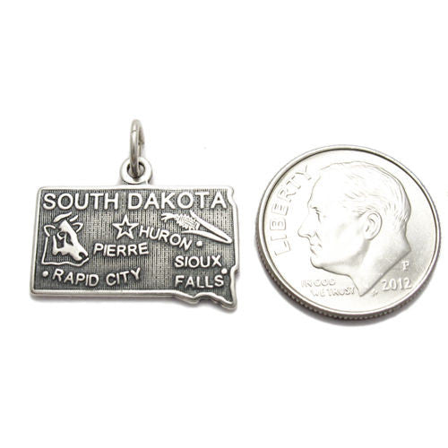 South Dakota State Charm in Sterling Silver