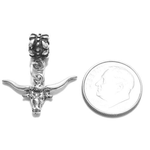 Bull's Head Euro Bead Charm in Sterling Silver.