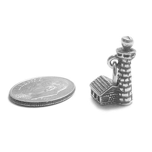 Lighthouse and Keeper's House Charm in Sterling Silver