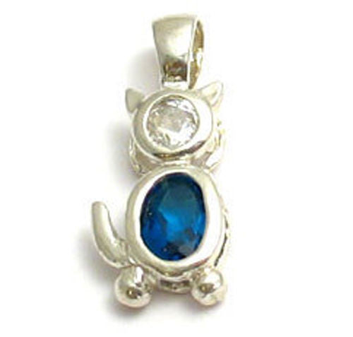 Colorful birthstone charms of a cat for charm bracelet or necklace. Wholesale Sterling Silver Charms. December.