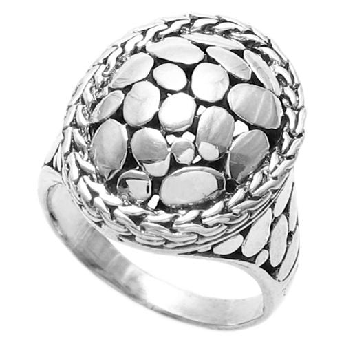 A delightful dome ring in a "Pebbles in Stream" motif. Wholesale Sterling Silver Rings. Alternate photo.
